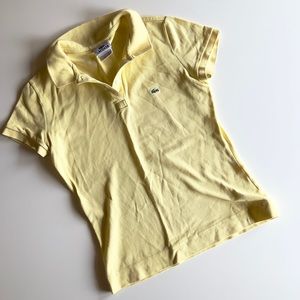 Y2K Women’s Lacoste Polo Shirt Size 36 from Early 2000s Yellow Buttercup Color